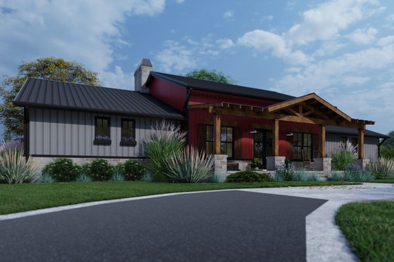 Exterior - Front Elevation 4 for Barndominium House Plan #120-274 - 3 bed, 2.5 bath