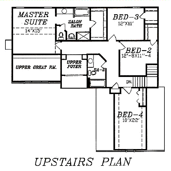 Traditional Floor Plan - Upper Floor Plan #405-105