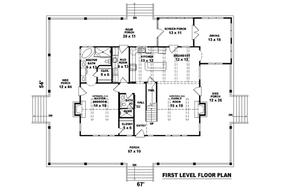 Floor Plan - Main Floor for Southern House Plan #81-857 - 3 bed, 3 bath