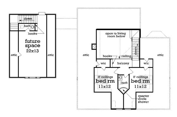 Southern Floor Plan - Upper Floor Plan #45-571