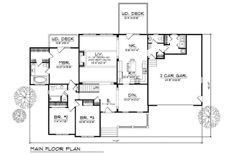 Home Plan - Floor Plan - Main Floor for Traditional House Plan #70-286 - 3 bed, 2.5 bath