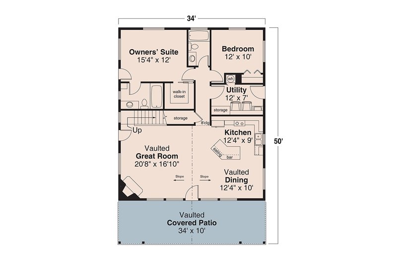 Dream House Plan - Floor Plan - Main Floor for Cottage House Plan #124-1420 - 3 bed, 3 bath