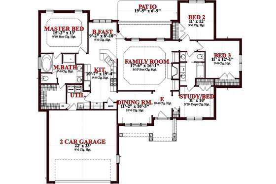 Floor Plan - Main Floor for Traditional House Plan #63-299 - 4 bed, 2 bath