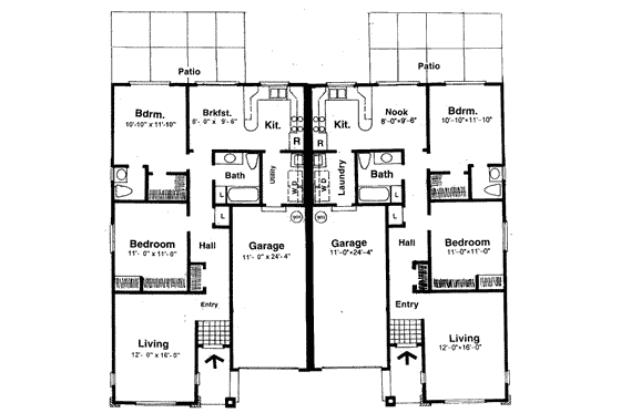 Floor Plan - Main Floor for Ranch House Plan #303-123 - 2 bed, 1.5 bath