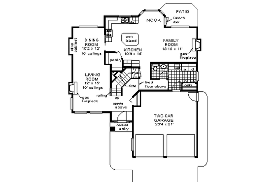Floor Plan - Main Floor for Traditional House Plan #18-254 - 3 bed, 2.5 bath