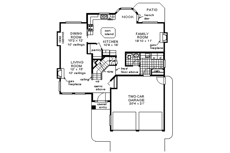 Home Plan - Floor Plan - Main Floor for Traditional House Plan #18-254 - 3 bed, 2.5 bath