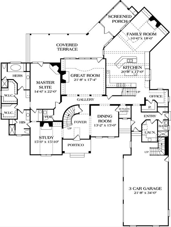 European Floor Plan - Main Floor Plan #453-44