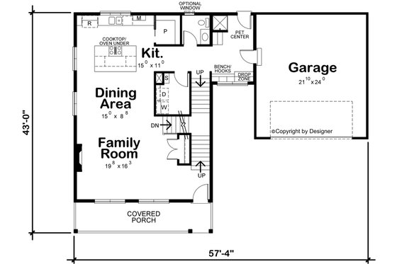 Floor Plan - Main Floor for Traditional House Plan #20-2507 - 3 bed, 3.5 bath