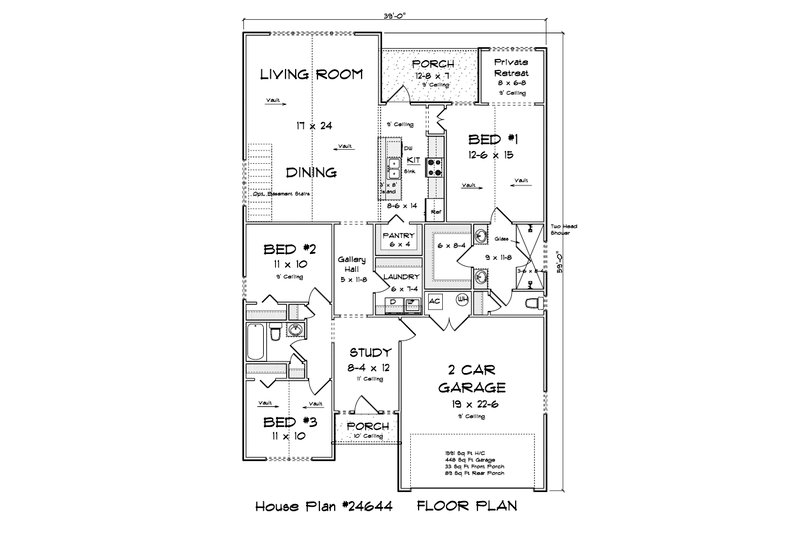 Dream House Plan - Floor Plan - Main Floor for Cottage House Plan #513-2437 - 3 bed, 2 bath