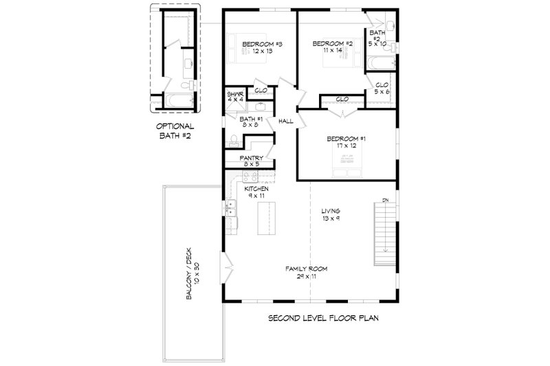 House Blueprint - Floor Plan - Upper Floor for Southern House Plan #932-901 - 3 bed, 2.5 bath
