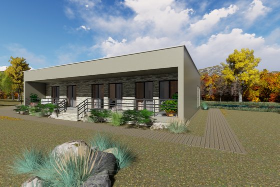 Exterior - Front Elevation 4 for Modern House Plan #549-22 - 3 bed, 2 bath