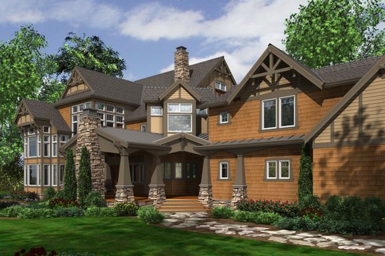 Exterior - Rear Elevation 1 for Craftsman House Plan #132-218 - 7 bed, 8.5 bath