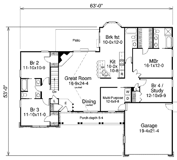 Home Plan - Southern Floor Plan - Main Floor Plan #57-325