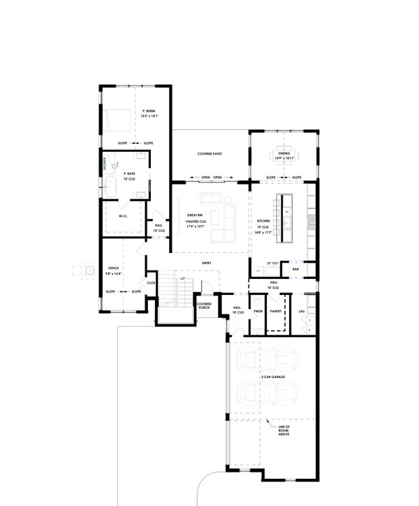 Home Plan - Floor Plan - Main Floor for Contemporary House Plan #1129-37 - 4 bed, 3.5 bath