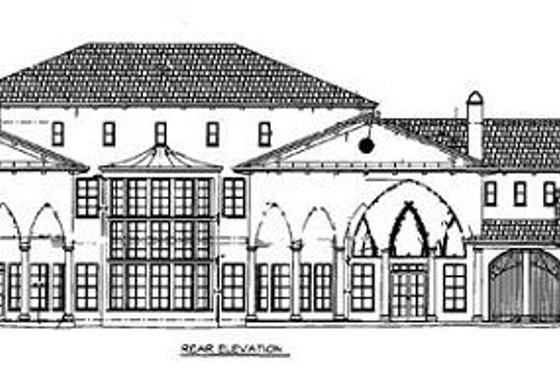 Exterior - Rear Elevation for European House Plan #119-188 - 5 bed, 6.5 bath
