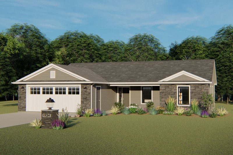 Architectural House Design - Ranch Exterior - Front Elevation Plan #1064-32