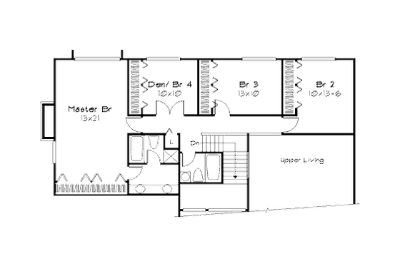 Floor Plan - Upper Floor for Modern House Plan #320-428 - 3 bed, 2.5 bath