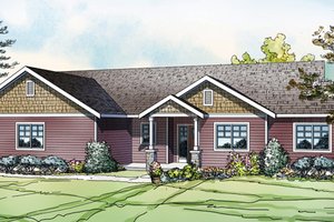 Ranch Exterior - Front Elevation Plan #124-883
