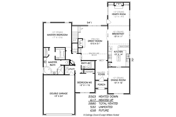 Floor Plan - Main Floor for European House Plan #424-172 - 4 bed, 2 bath