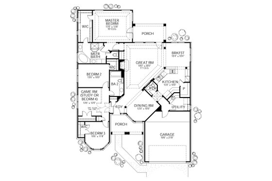 Floor Plan - Main Floor for Mediterranean House Plan #80-143 - 4 bed, 2.5 bath