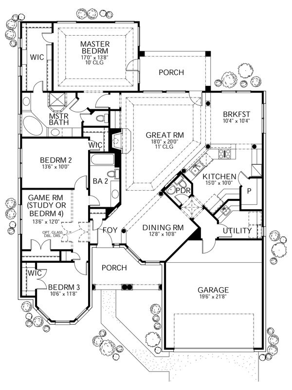House Blueprint - Mediterranean Floor Plan - Main Floor Plan #80-143