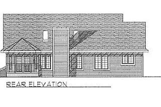 Exterior - Rear Elevation for Traditional House Plan #70-195 - 3 bed, 2 bath