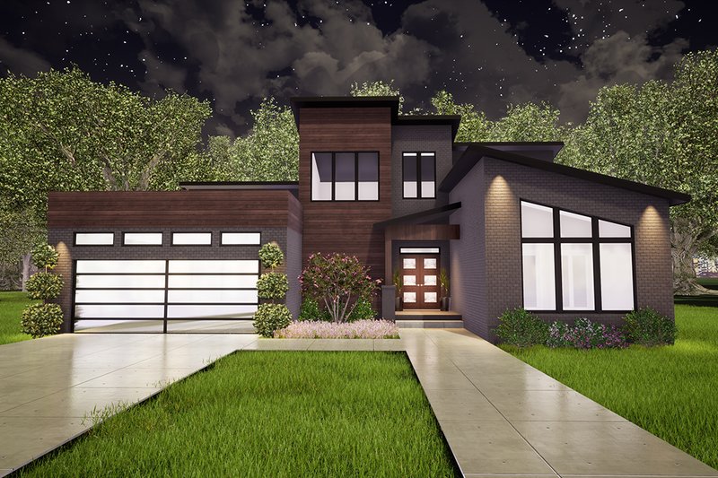 House Design - Exterior - Front Elevation 3 for Modern House Plan #17-2602 - 3 bed, 2 bath