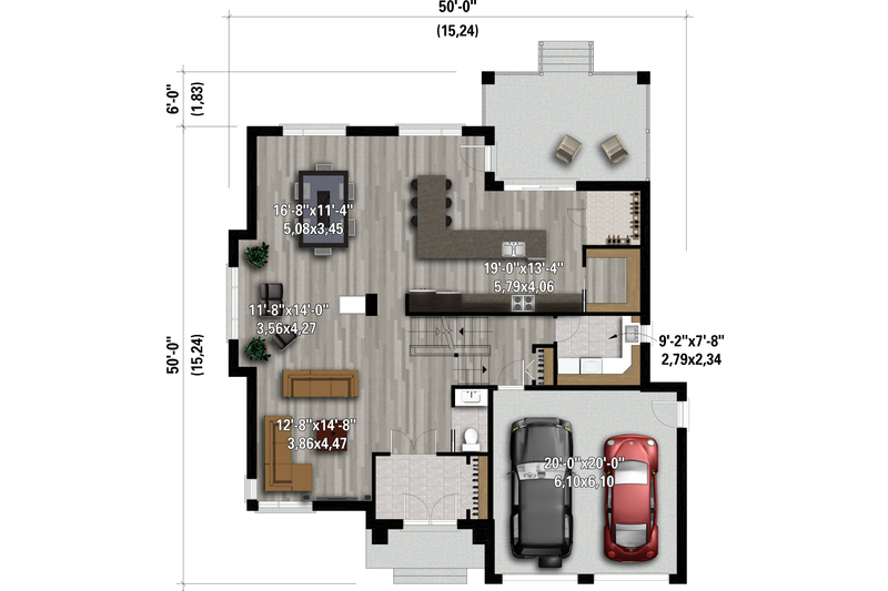 House Design - Floor Plan - Main Floor for Contemporary House Plan #25-4904 - 3 bed, 2.5 bath