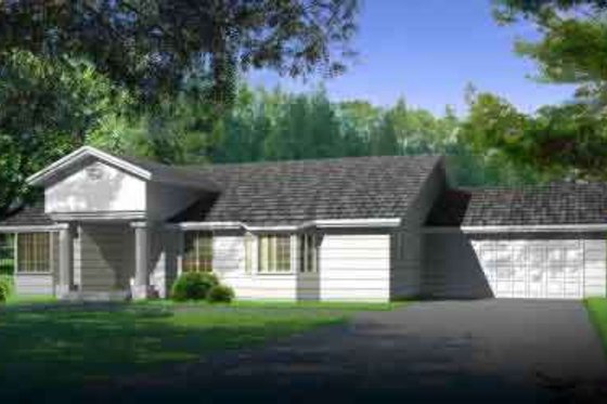 Exterior - Front Elevation for Adobe / Southwestern House Plan #1-1449 - 4 bed, 3 bath