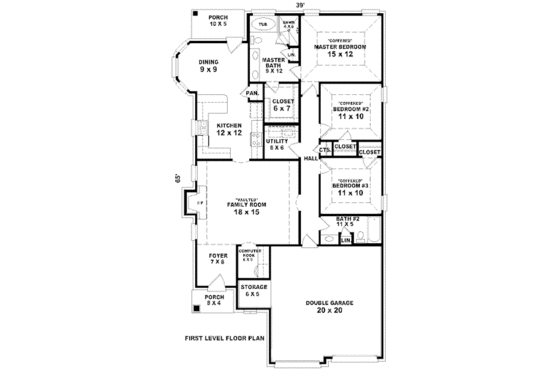 Floor Plan - Main Floor for European House Plan #81-13809 - 3 bed, 2 bath