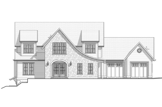 Exterior - Front Elevation 3 for European House Plan #1086-26 - 3 bed, 2.5 bath