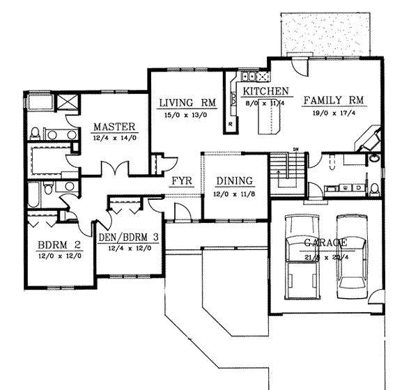 Architectural House Design - Traditional Floor Plan - Main Floor Plan #94-105