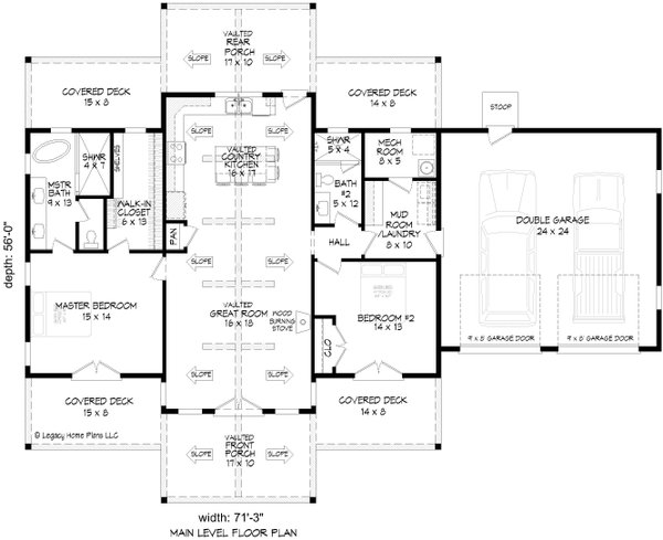 Craftsman Floor Plan - Main Floor Plan #932-1034