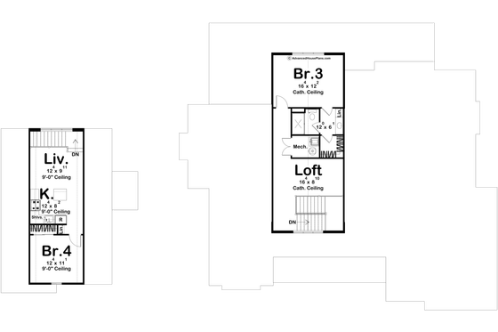 Floor Plan - Upper Floor for Traditional House Plan #455-787 - 4 bed, 4 bath
