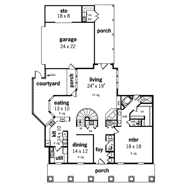 Home Plan - Colonial Floor Plan - Main Floor Plan #45-167