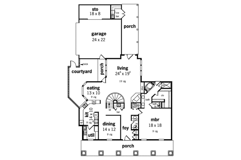 Home Plan - Floor Plan - Main Floor for Colonial House Plan #45-167 - 4 bed, 3.5 bath