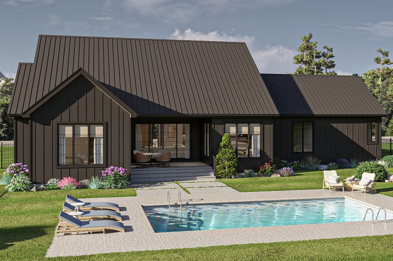 House Design - Exterior - Rear Elevation for Modern House Plan #455-369 - 3 bed, 2.5 bath