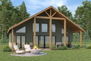 House Blueprint - Cabin Exterior - Front Elevation Plan #472-452