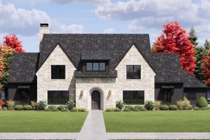 House Blueprint - Tudor Exterior - Front Elevation Plan #1096-176