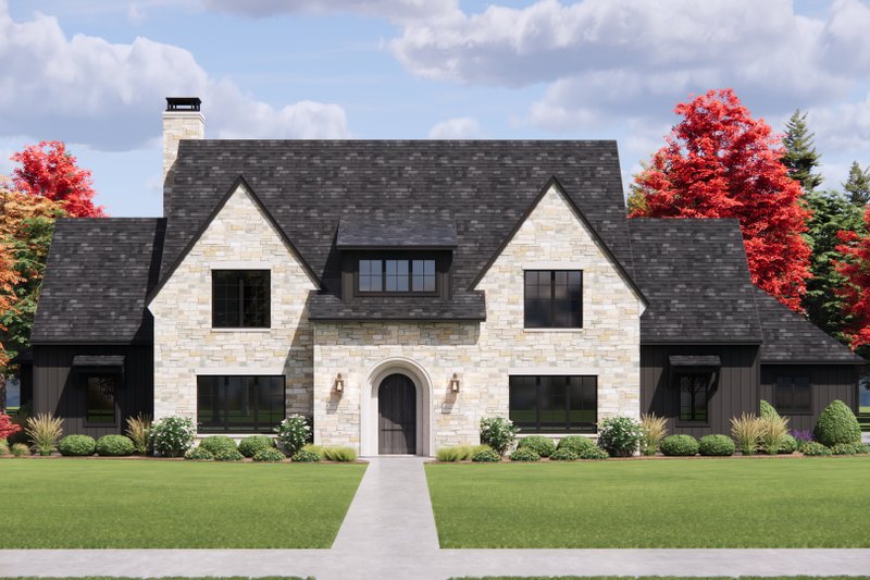 House Blueprint - Tudor Exterior - Front Elevation Plan #1096-176