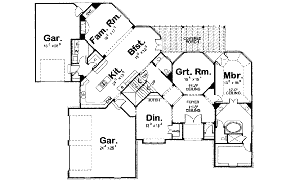 Floor Plan - Main Floor for European House Plan #20-1706 - 4 bed, 4 bath