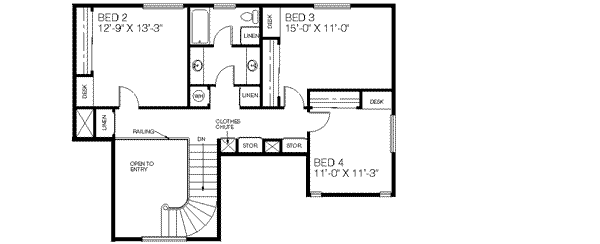 Architectural House Design - Farmhouse Floor Plan - Upper Floor Plan #60-200
