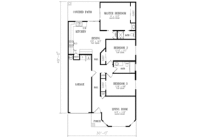 Floor Plan - Main Floor for Mediterranean House Plan #1-190 - 3 bed, 2 bath