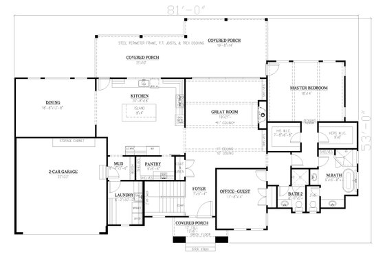 Floor Plan - Main Floor for Contemporary House Plan #437-136 - 4 bed, 4 bath