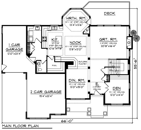 Architectural House Design - Craftsman Floor Plan - Main Floor Plan #70-1253