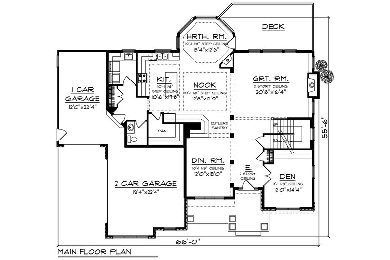 Architectural House Design - Floor Plan - Main Floor for Craftsman House Plan #70-1253 - 4 bed, 2.5 bath