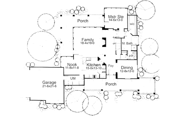 Floor Plan - Main Floor for Traditional House Plan #120-126 - 3 bed, 2 bath