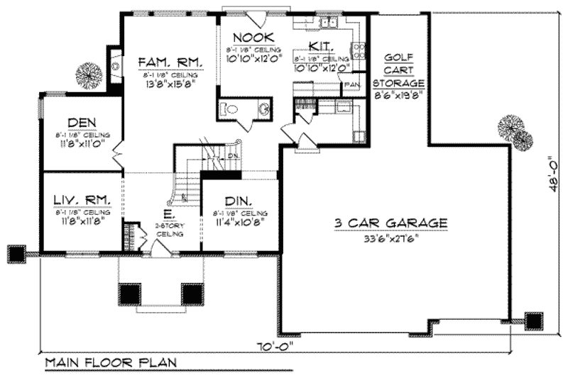 Home Plan - Floor Plan - Main Floor for Traditional House Plan #70-732 - 4 bed, 3.5 bath