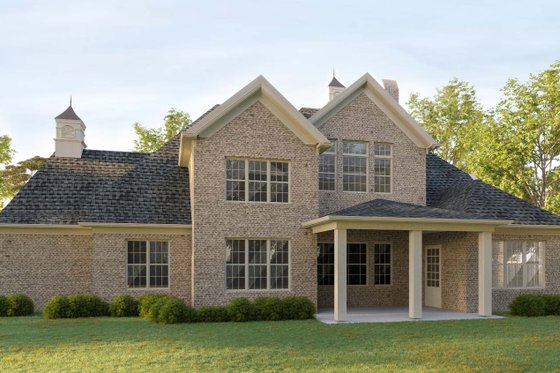Exterior - Rear Elevation 1 for European House Plan #54-421 - 4 bed, 4.5 bath