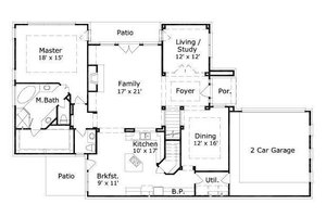 Floor Plan - Main Floor for Traditional House Plan #411-265 - 3 bed, 2.5 bath